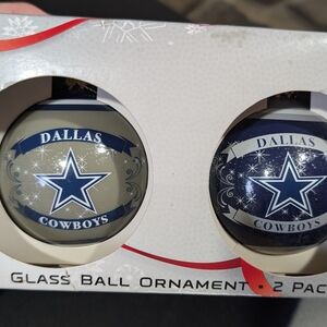 NFL Dallas Cowboys Glass Ornament Set - Silver and Blue
